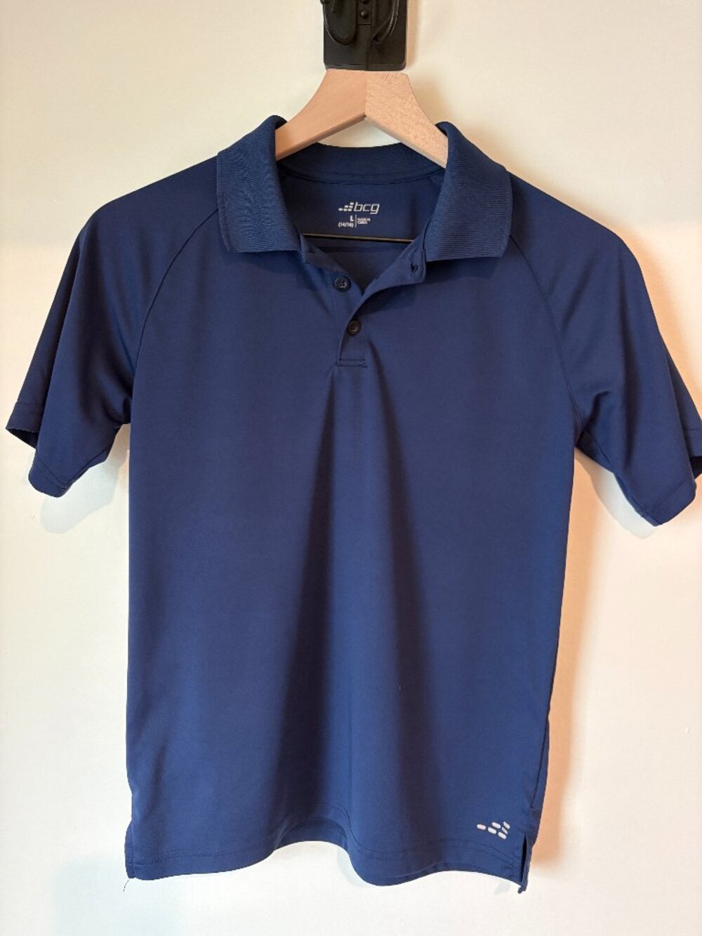 BCG Boys Navy Blue Performance Golf Polo Shirt Size L 14/16